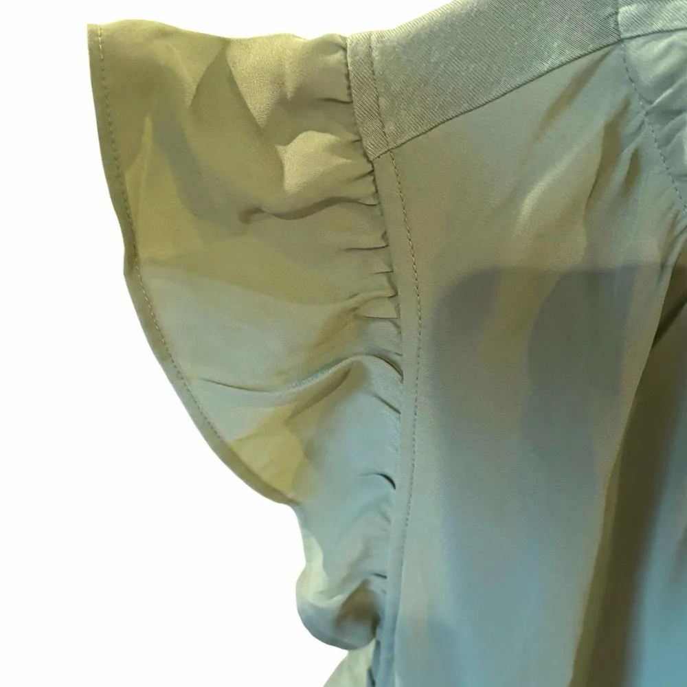 LOFT Green Ruffle Sleeve Top- XL - Picture 3 of 6
